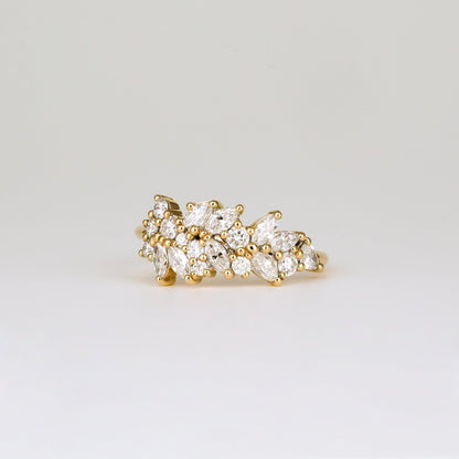 0.92 TCW Marquise & Round Shaped Cluster Moissanite Wedding Band