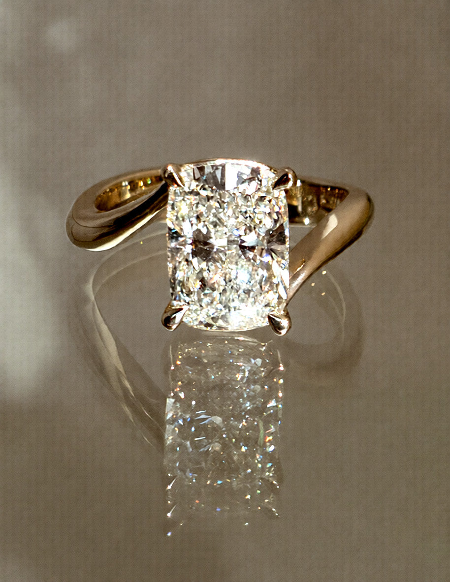 2.5 CT Elongated Cushion Cut Solitaire Rapture Moissanite Engagement Ring