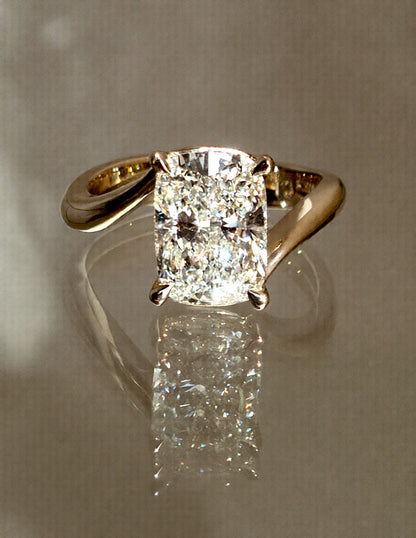 2.5 CT Elongated Cushion Cut Solitaire Rapture Moissanite Engagement Ring