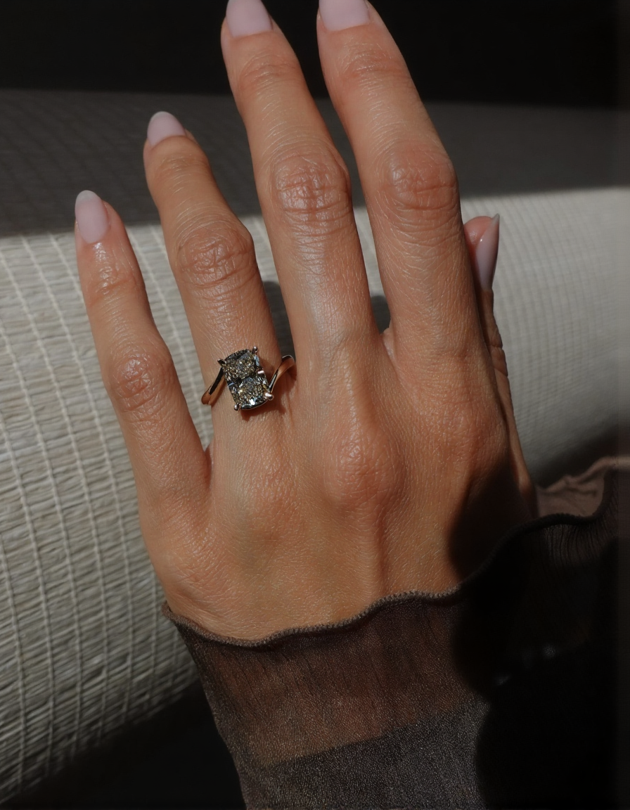 2.5 CT Elongated Cushion Cut Solitaire Rapture Moissanite Engagement Ring