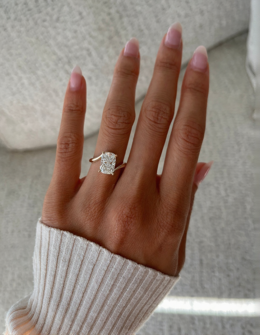 2.5 CT Elongated Cushion Cut Solitaire Rapture Moissanite Engagement Ring