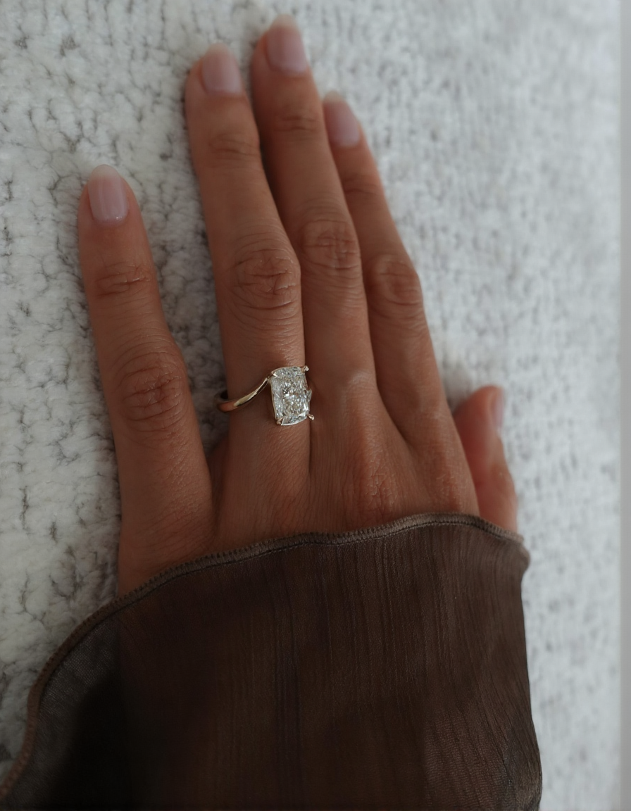 2.5 CT Elongated Cushion Cut Solitaire Rapture Moissanite Engagement Ring