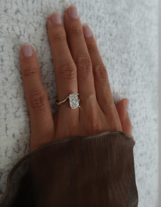 2.5 CT Elongated Cushion Cut Solitaire Rapture Moissanite Engagement Ring