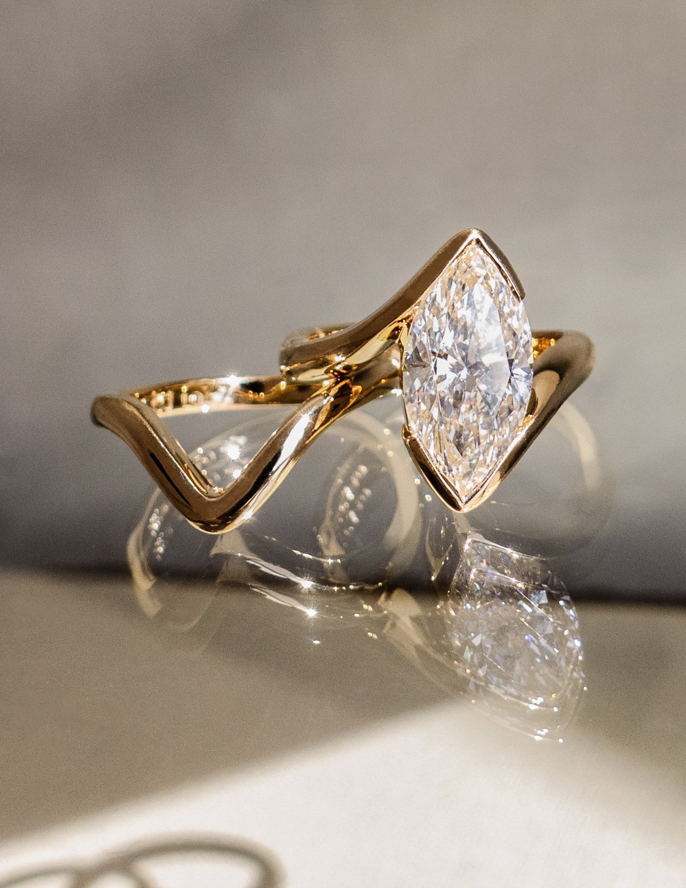 2 CT Marquise Moissanite Engagement Ring with Plain Stacking Wedding Band