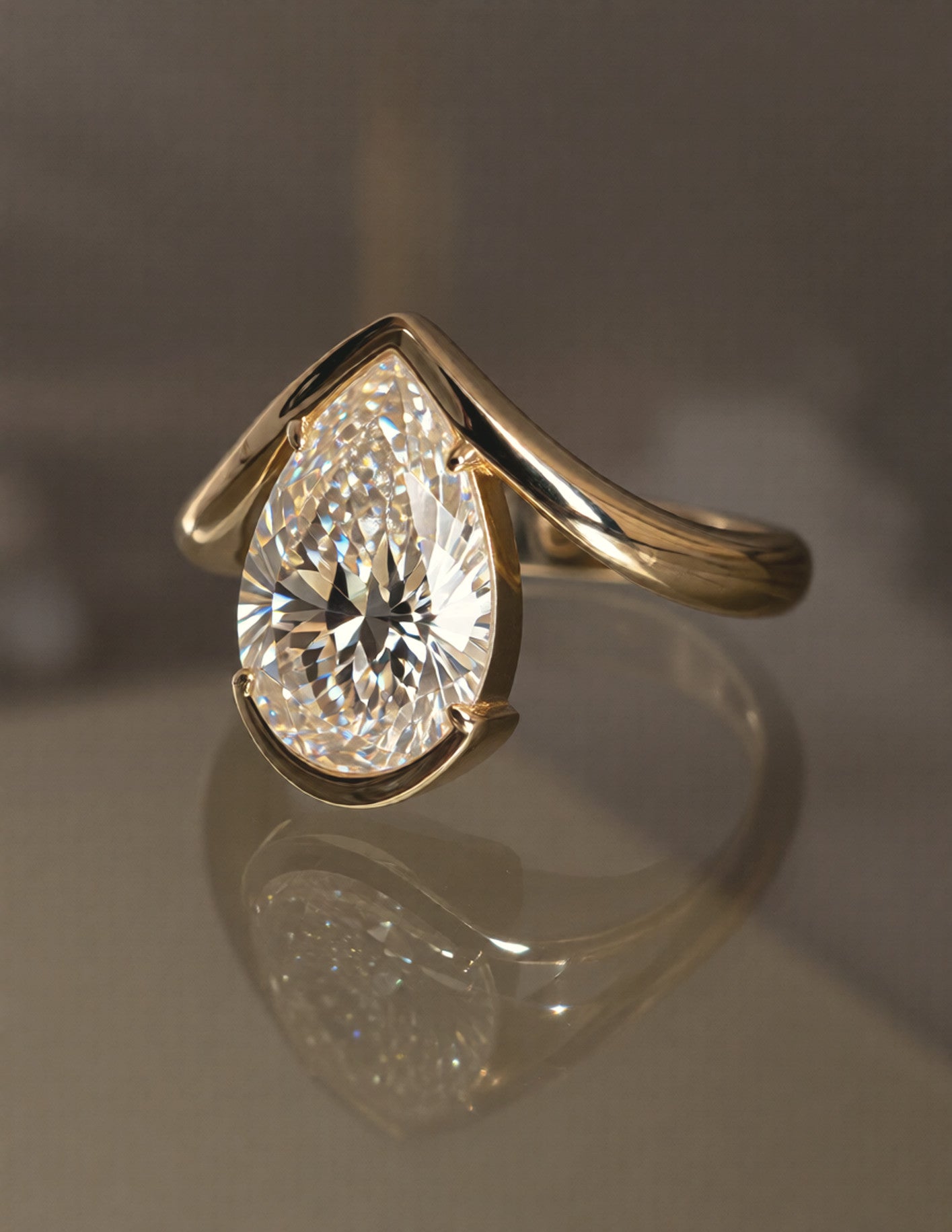 2.5 CT Pear Cut Solitaire Rapture Moissanite Engagement Ring