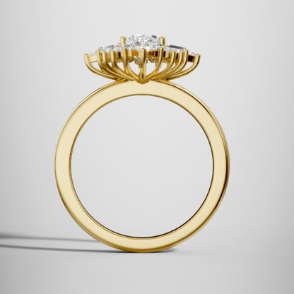 Marquise Shaped Three Stone Lab Grown Diamond Engagement Ring