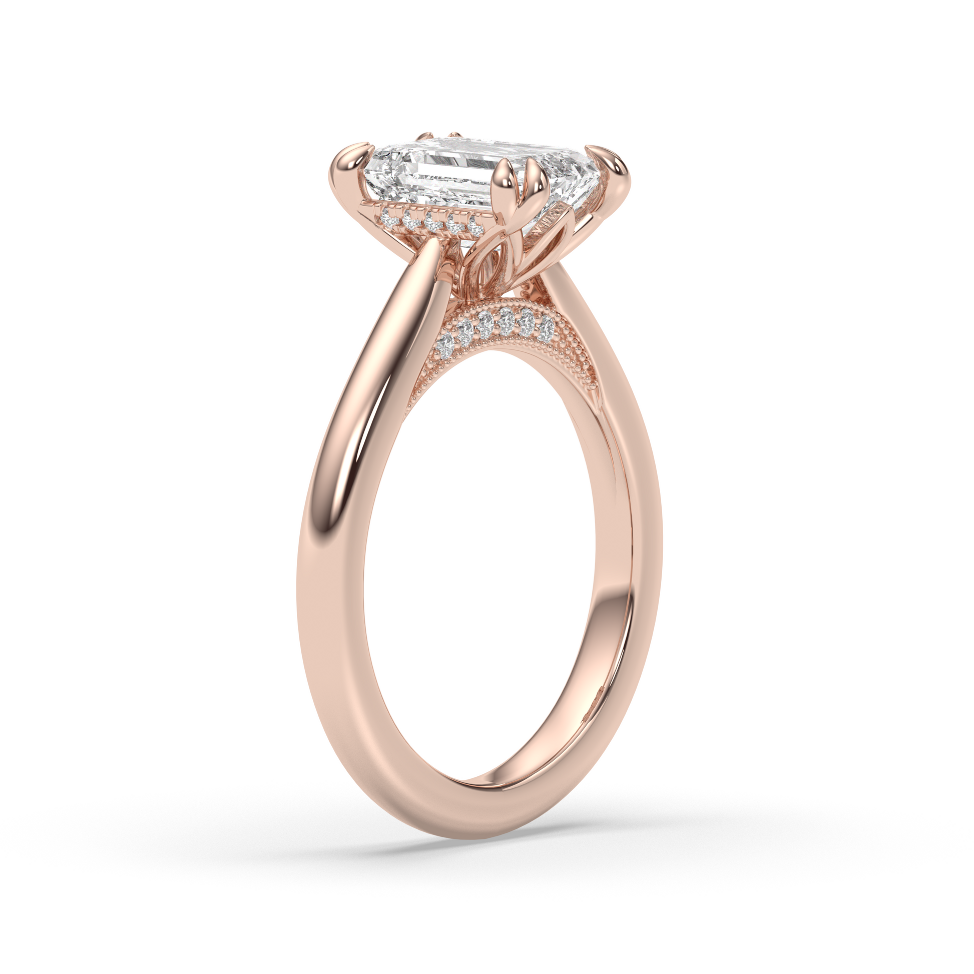 Marquise Shaped Three Stone Lab Grown Diamond Engagement Ring