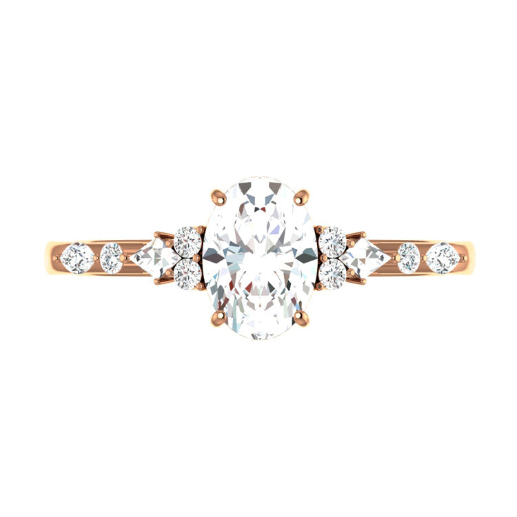 1 CT Oval Shaped Cluster Moissanite Diamond Engagement Ring