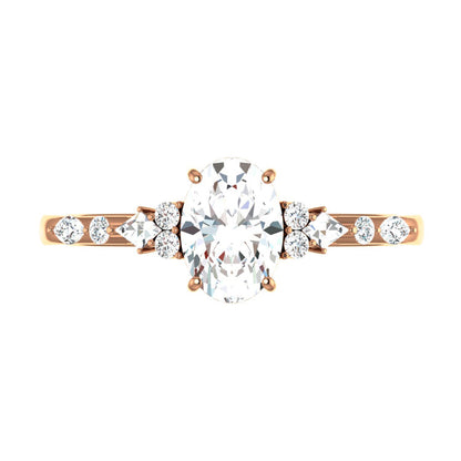 1 CT Oval Shaped Cluster Moissanite Diamond Engagement Ring