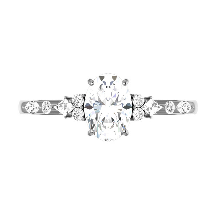 1 CT Oval Shaped Cluster Moissanite Diamond Engagement Ring