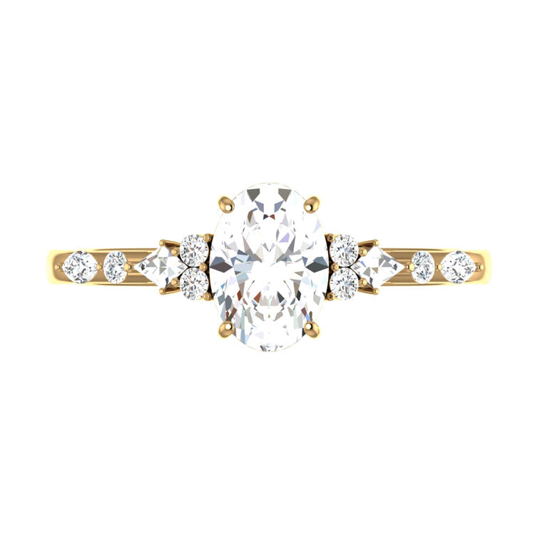 1 CT Oval Shaped Cluster Moissanite Diamond Engagement Ring