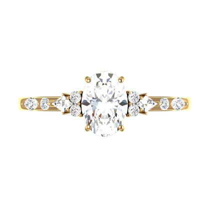 1 CT Oval Shaped Cluster Moissanite Diamond Engagement Ring