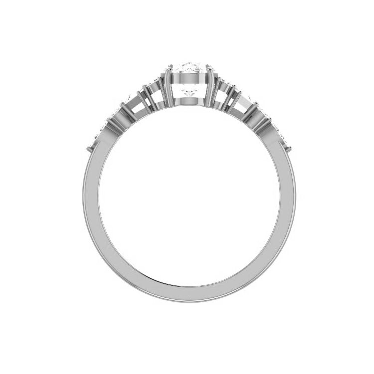 1 CT Oval Shaped Cluster Moissanite Diamond Engagement Ring