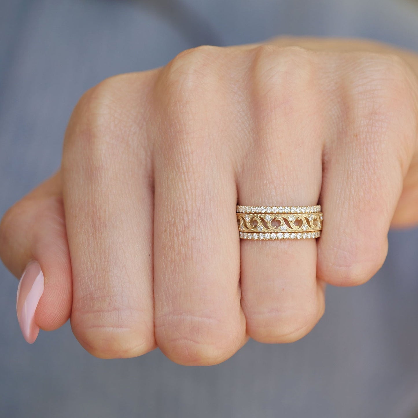 0.25 TCW Round Shaped Half Eternity Lab Grown Diamond Wedding Band