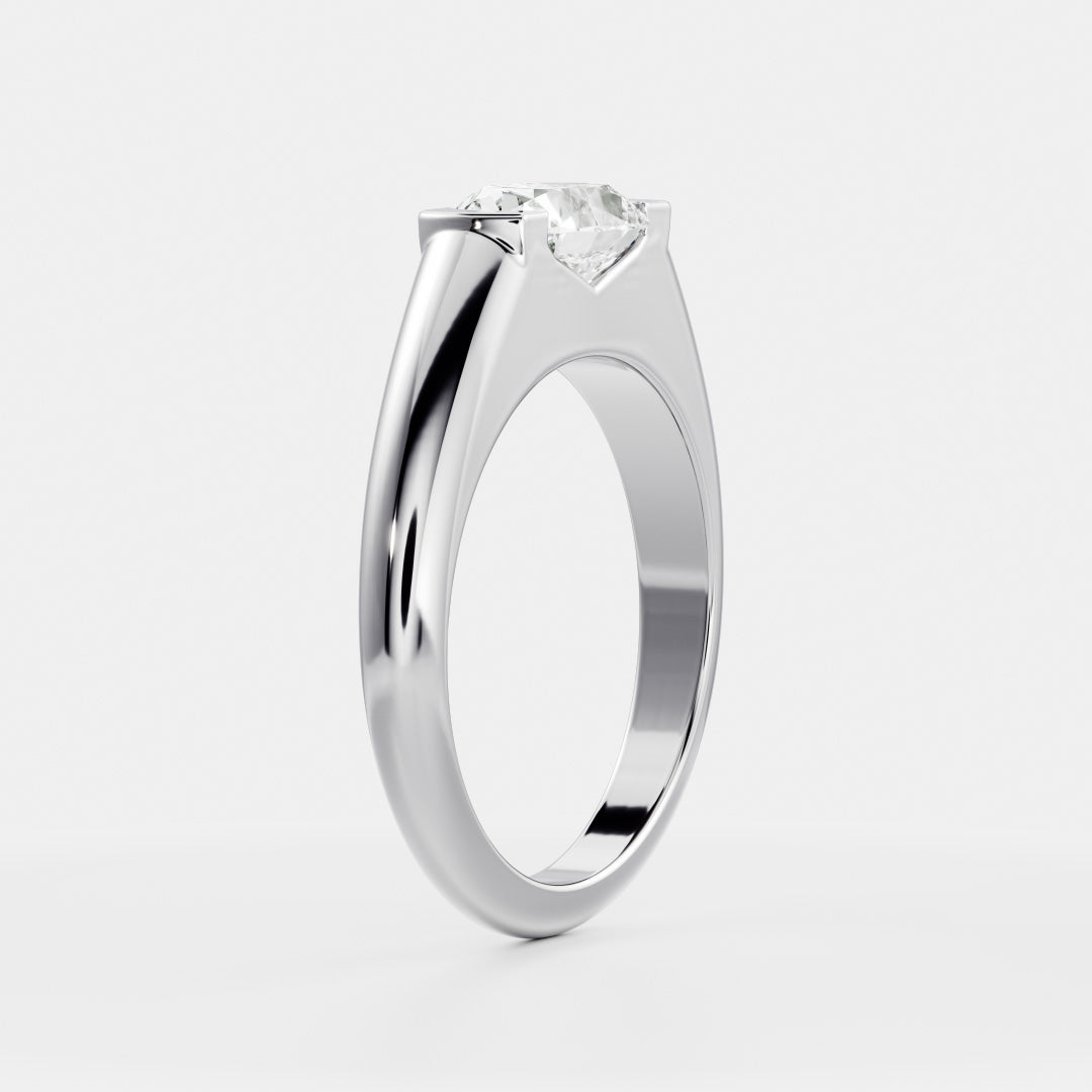 Oval Half Bezel Signet Men's Gold Wedding Band