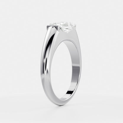 Cushion Half Bezel Signet Men's Gold Wedding Band