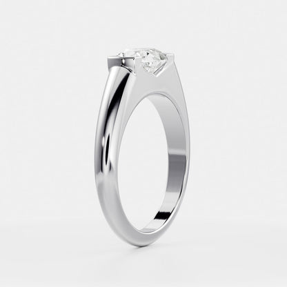 Pear Half Bezel Signet Men's Gold Wedding Band