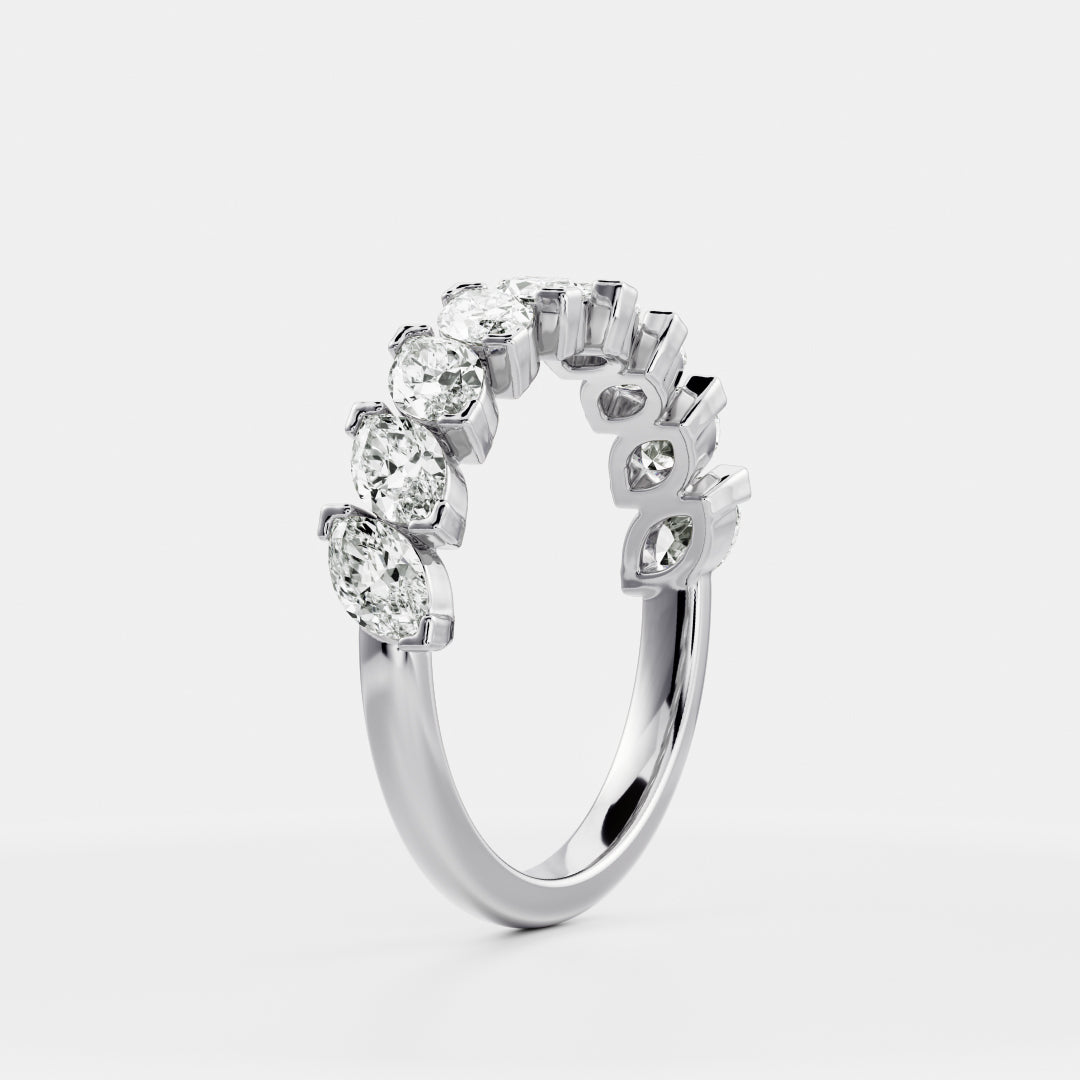 0.25 TCW Round Shaped Half Eternity Lab Grown Diamond Wedding Band