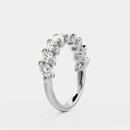 0.25 TCW Round Shaped Half Eternity Lab Grown Diamond Wedding Band