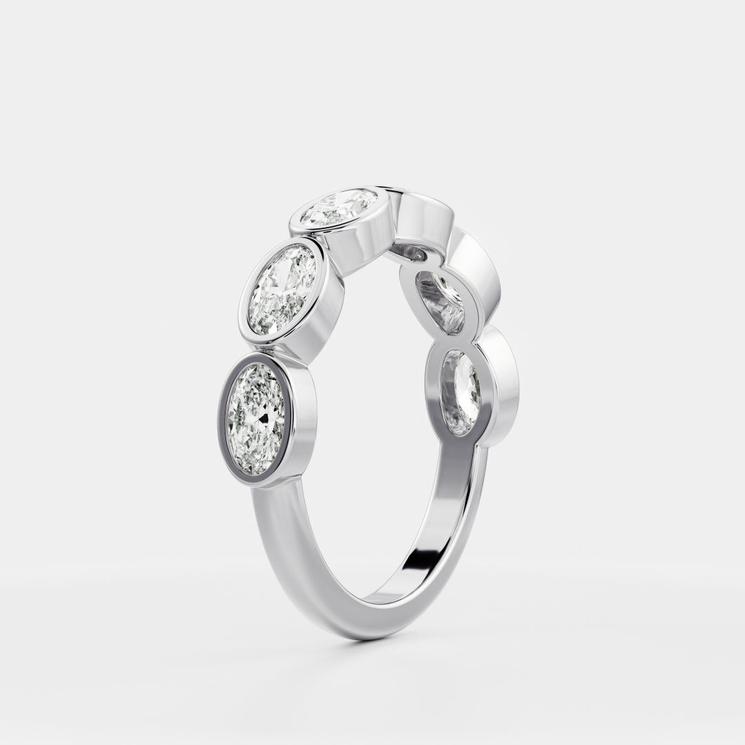 0.25 TCW Round Shaped Half Eternity Lab Grown Diamond Wedding Band