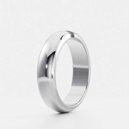 Round Tension Set Men's Gold Wedding Band