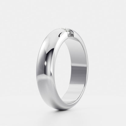 Round Tension Set Men's Gold Wedding Band