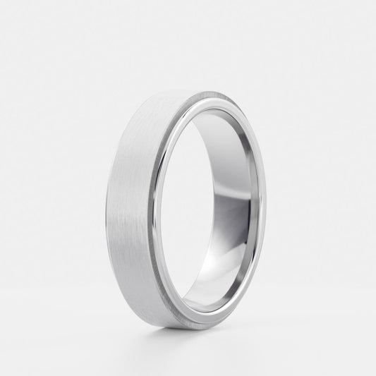 Classic Brushed Finish & Beveled Edge Wedding Band for Men's
