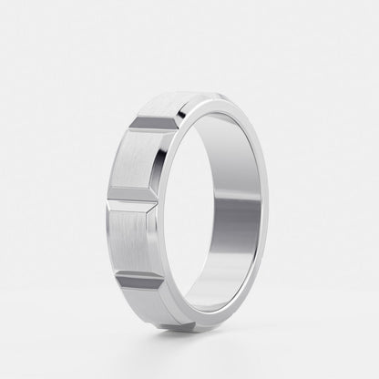 Brushed Modular Men's Gold Wedding Band