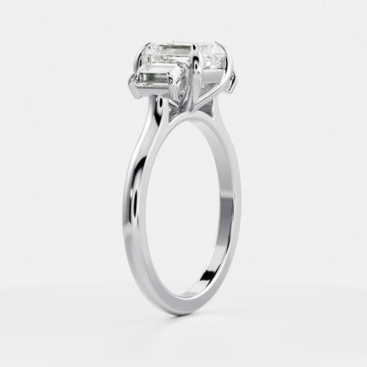 Stunning 1.5-2.5 CT Asscher Moissanite Engagement Ring with Three Stone Design