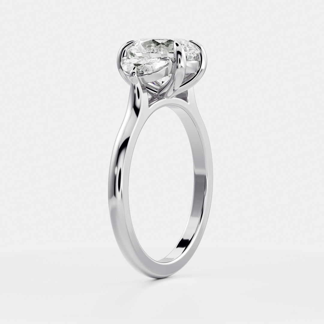 Marquise Cut Cluster Styled Lab Grown Diamond Engagement Ring