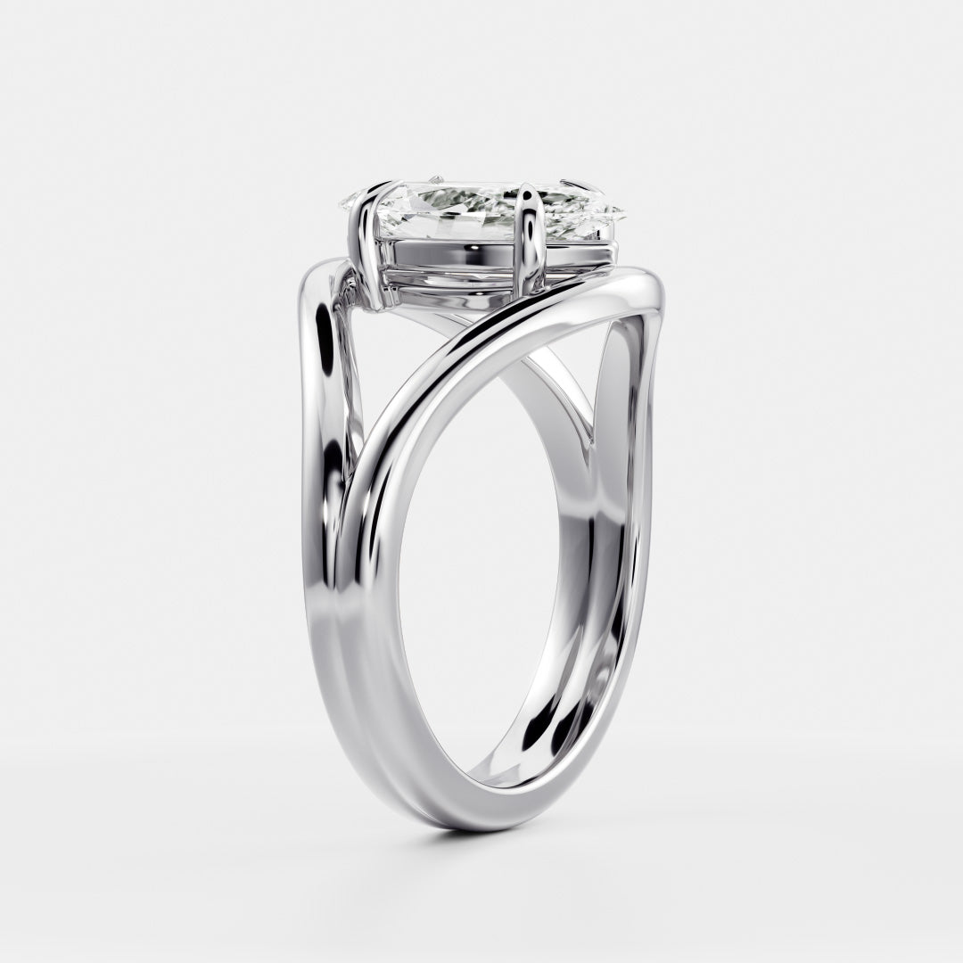 Marquise Cut Cluster Styled Lab Grown Diamond Engagement Ring