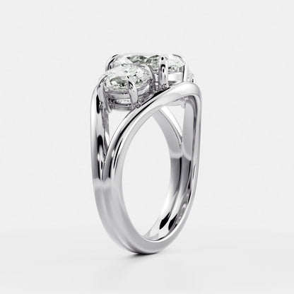 Marquise Cut Cluster Styled Lab Grown Diamond Engagement Ring