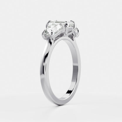 Stunning 1.0-2.0 CT Emerald Moissanite Engagement Ring with Three Stone Design
