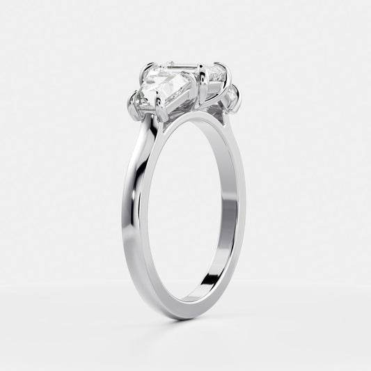 Stunning 1.0-2.0 CT Emerald Moissanite Engagement Ring with Three Stone Design