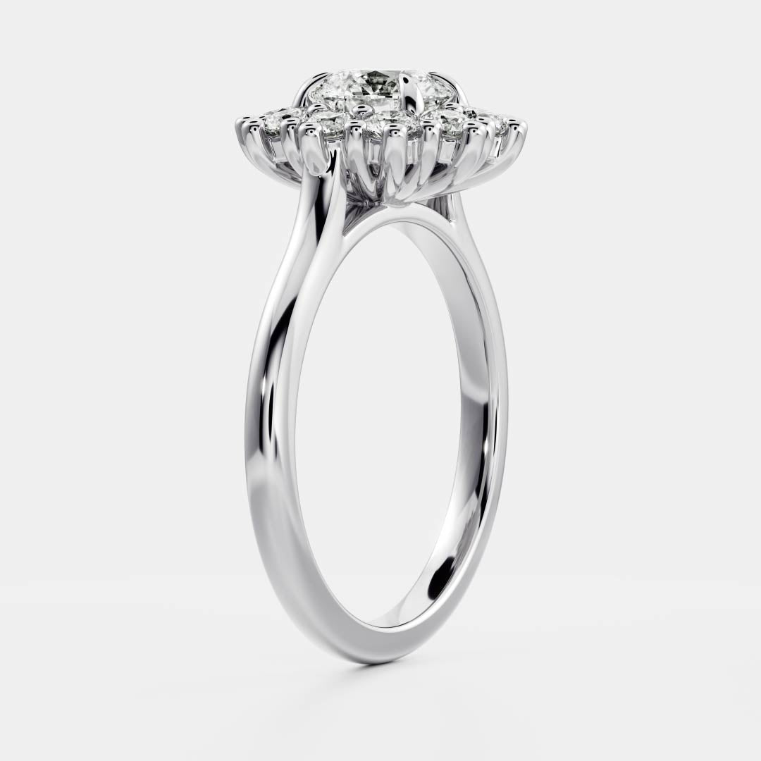 Marquise Cut Cluster Styled Lab Grown Diamond Engagement Ring