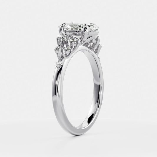 Stunning 1.5-2.5 CT Marquise Moissanite Engagement Ring with Cluster Design