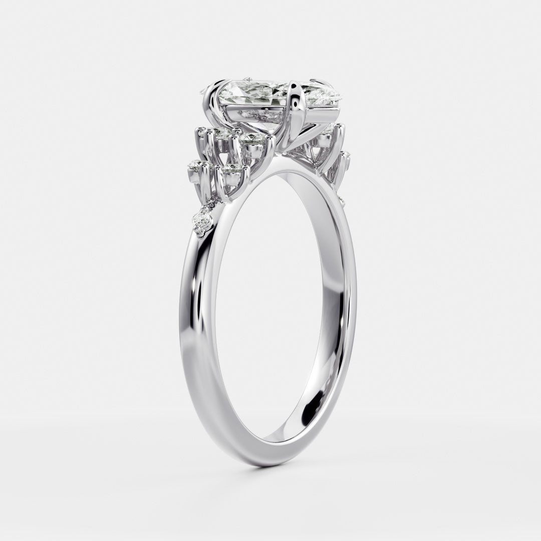 Marquise Cut Cluster Styled Lab Grown Diamond Engagement Ring