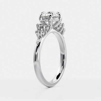 Stunning 1.0-3.0 CT Round Moissanite Engagement Ring with Cluster Pave Design