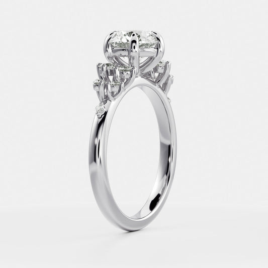 Stunning 1.0-3.0 CT Round Moissanite Engagement Ring with Cluster Pave Design