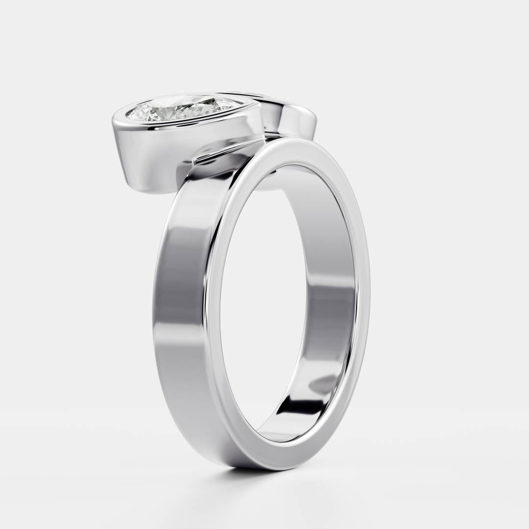 Stunning 1.5-2.5 CT Pear & Oval Moissanite Engagement Ring with Bezel with Two Stone Design