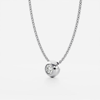 0.50 CT Round Moissanite Diamond Bezel Pendant Necklace in Solid Gold