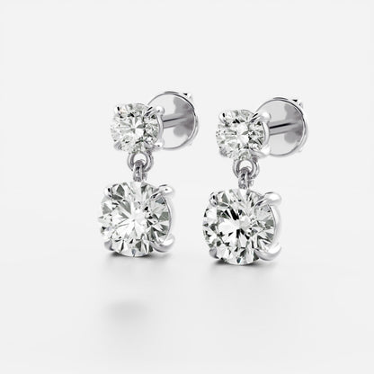 1.2 TCW Round Cut Moissanite Dangles Earrings in Gold