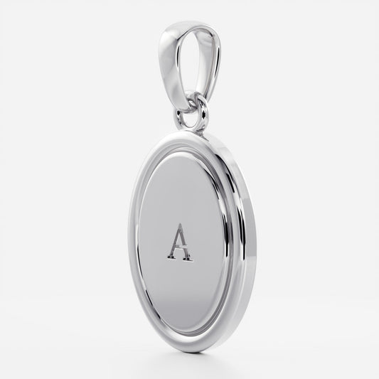 Oval Shape Letter Pendant Necklace in Solid Gold
