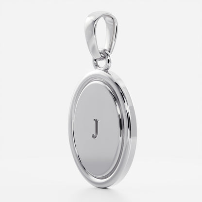 Oval Shape Letter Pendant Necklace in Solid Gold