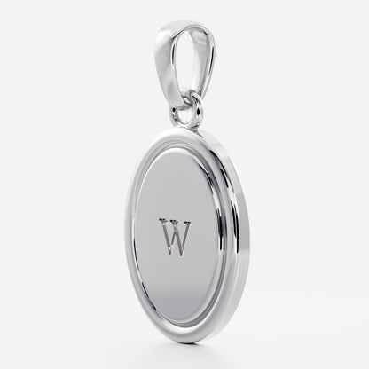 Oval Shape Letter Pendant Necklace in Solid Gold