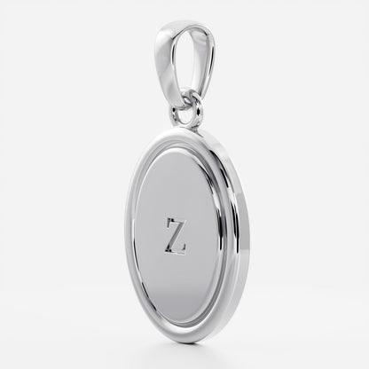 Oval Shape Letter Pendant Necklace in Solid Gold
