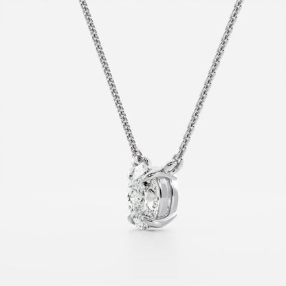 0.50 CT Oval Moissanite Diamond Solitaire Necklace in Solid Gold