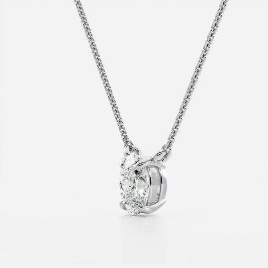 0.50 CT Oval Moissanite Diamond Solitaire Necklace in Solid Gold
