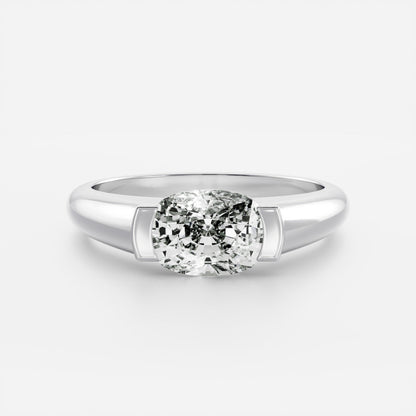 Cushion Half Bezel Signet Men's Gold Wedding Band