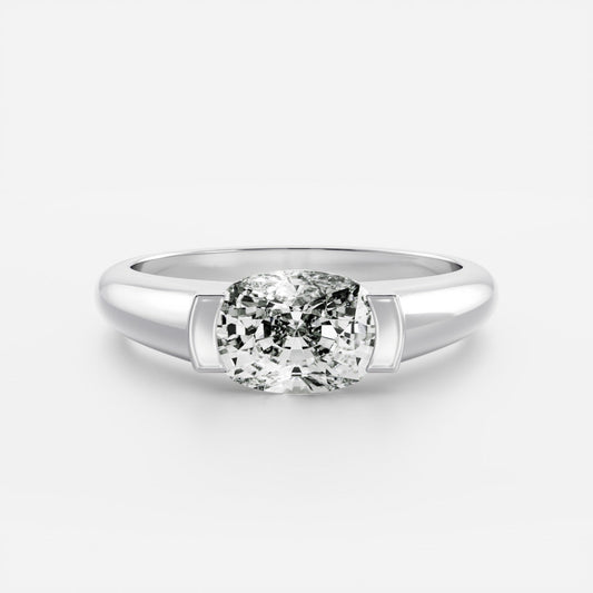 Cushion Half Bezel Signet Men's Gold Wedding Band